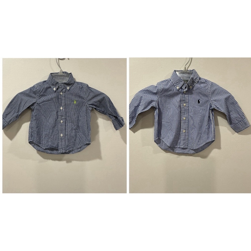 Ralph Lauren Boys Button Up Shirts Size 12M Lot of 2 Preppy Gingham Striped